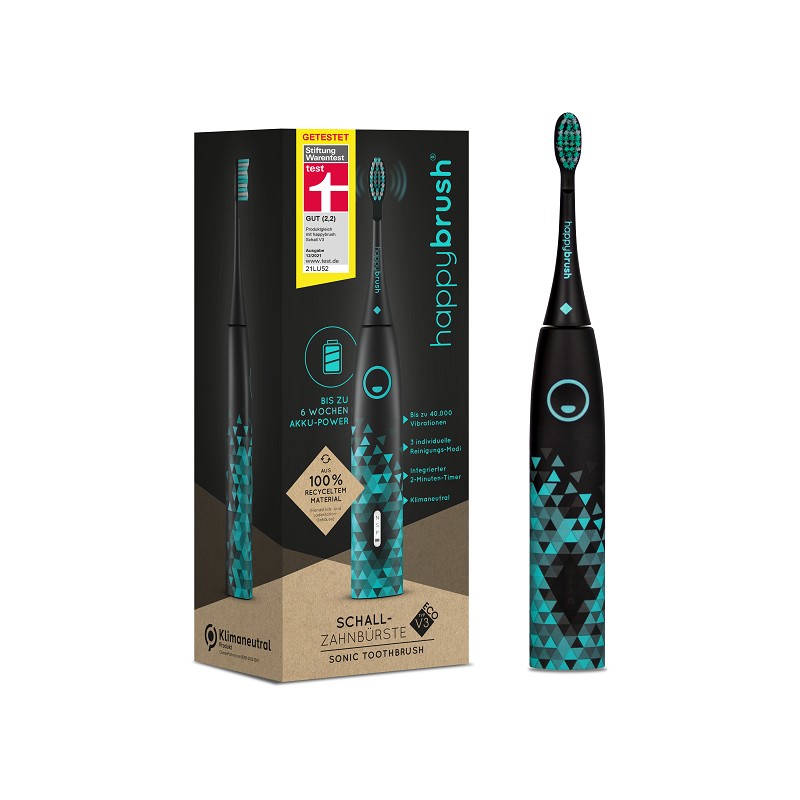 happybrush Set Schallzahnbürste in schwarz