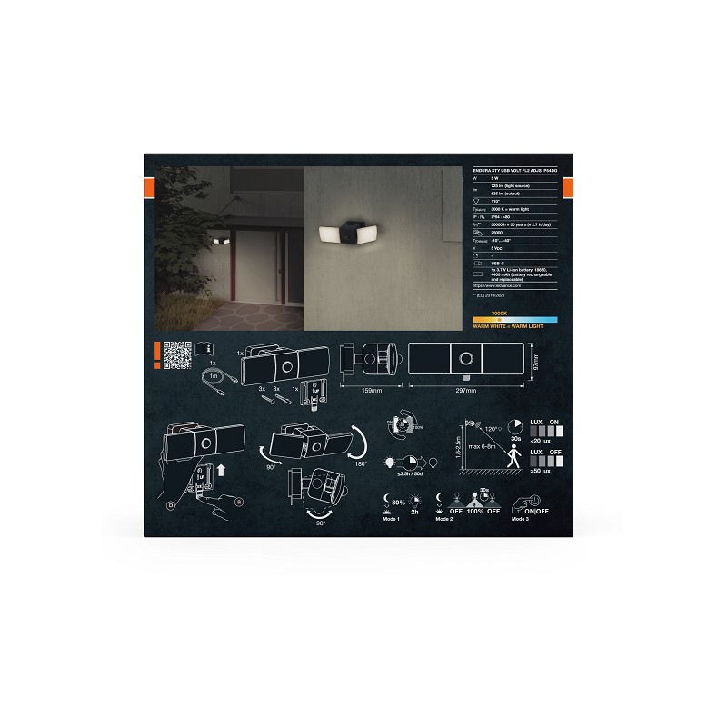 OSRAM Endura LED Akku Wandstrahler mit Sensor