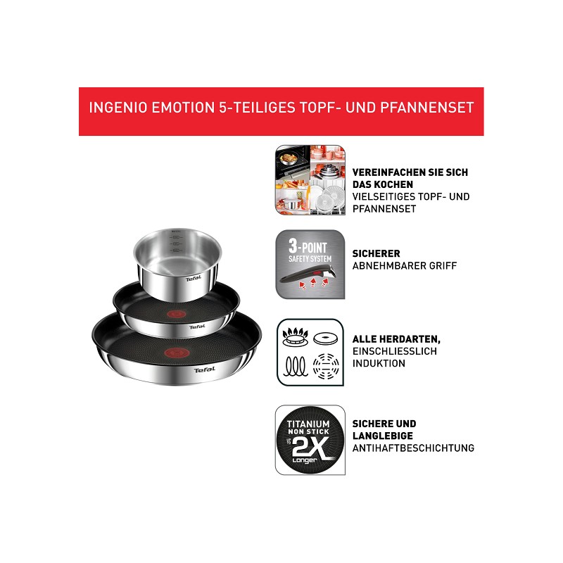 Tefal Ingenio Emotion Topf- und Pfannen-Set 5-tlg.