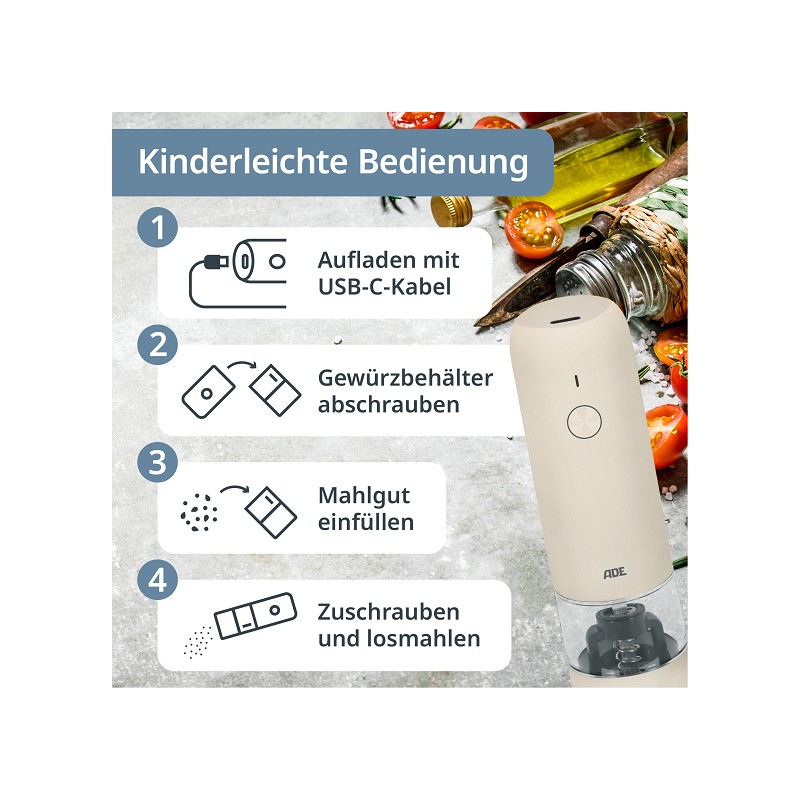 ADE elektrisches Mini-Mühlen-Set 2-tlg.