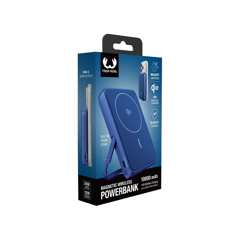 Fresh 'n Rebel Magnetic Wireless Powerbank 10000 mAh blau