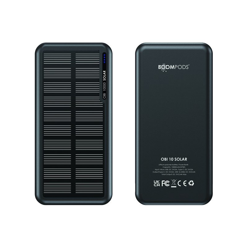 Boompods Obi Solar Powerbank 10.000 mAh schwarz