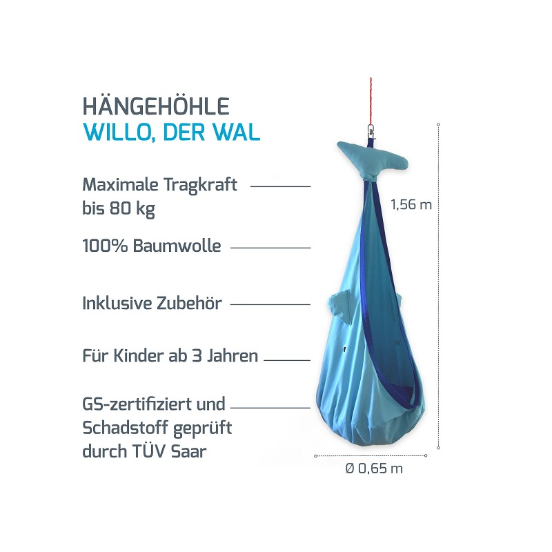snuutje Hängehöhle/Hängesessel Wal für Kinder