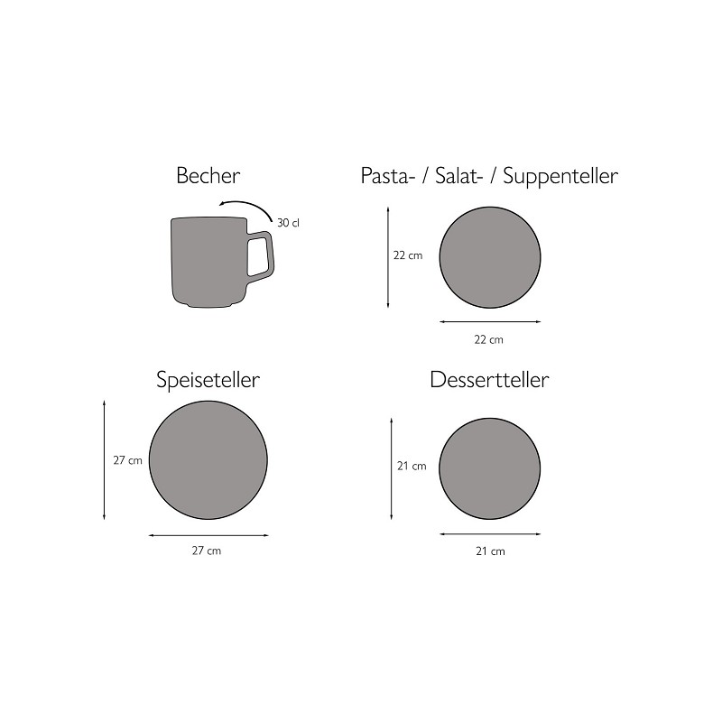 Creatable Geschirr-Set 16-tlg. Schiefer black