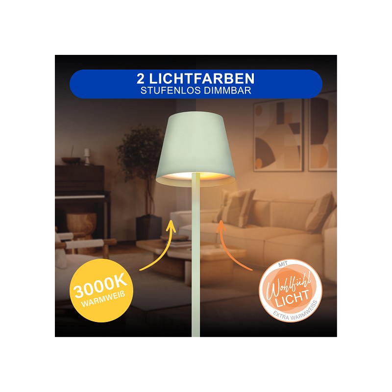 MegaLight LED Tischlampe mini salbei